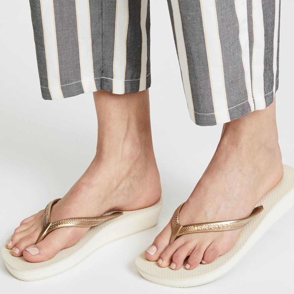 Havaianas Wedge Metallic High  Slim Flip Flops
